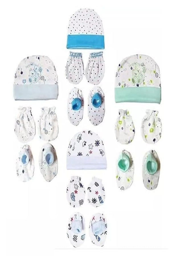 Obbi New Born Baby Cotton Embroidery Cap 0-3 Months(Pack of 3) Multicolour - Image 1