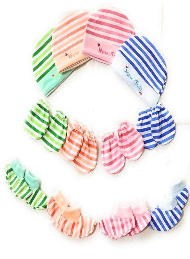 Obbi New Born Baby Cotton Embroidery Cap 0-3 Months(Pack of 3) Multicolour - Image 4