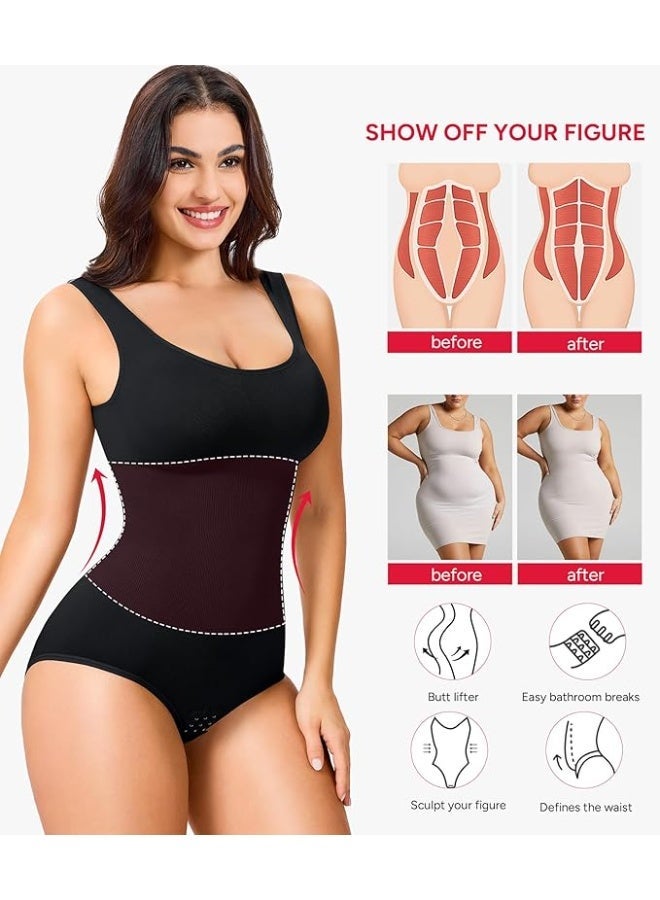MIXSNOW Womens' Waist Trainer Seamless Round Neck Tummy Control Shapewear Bodysuit - Image 2