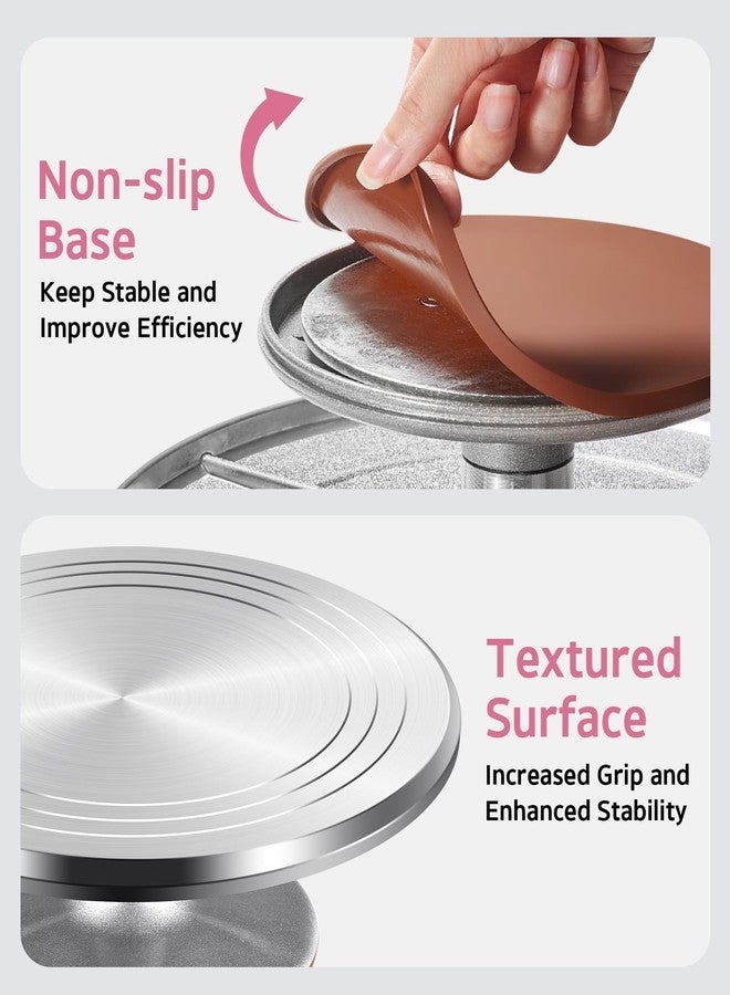 Syntus Aluminum Alloy Revolving Cake Stand, 12 Inch Cake Turntable for Decorating Super Smooth and Quiet Rotation Cake Decorating Stand for Party Wedding, Bright Silver Base - Image 5