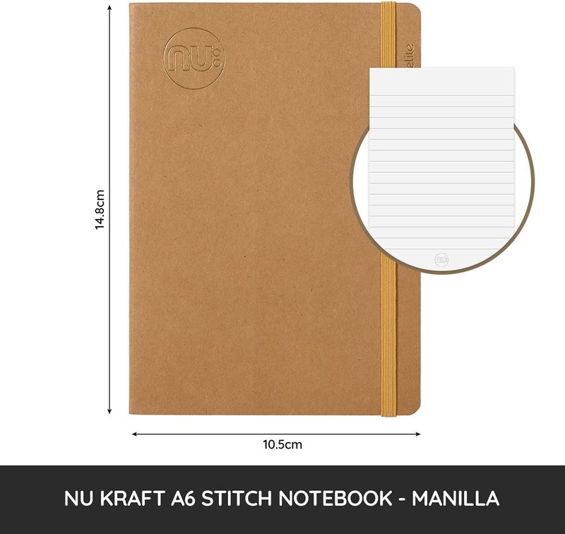 nu Notebooks - Kraft Range - Manilla Stitched Spine A6 Notebook - Stationery Notebooks - Professional Notepad - 120 Pages - Image 2
