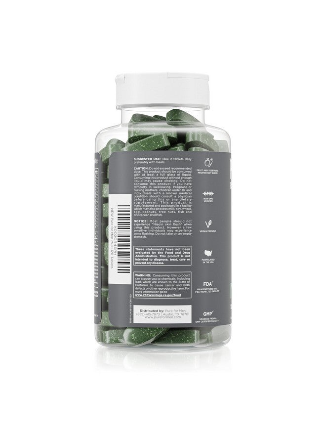 Pure for Men Multivitamin Supplement | Energy, Mood Support, Strong Bones, Antioxidants, Minerals | Vitamins A, B, C, D, Magnesium, Calcium | 42 Fruit & Vegetable Proprietary Blend | 120 Vegan Tablets - Image 3