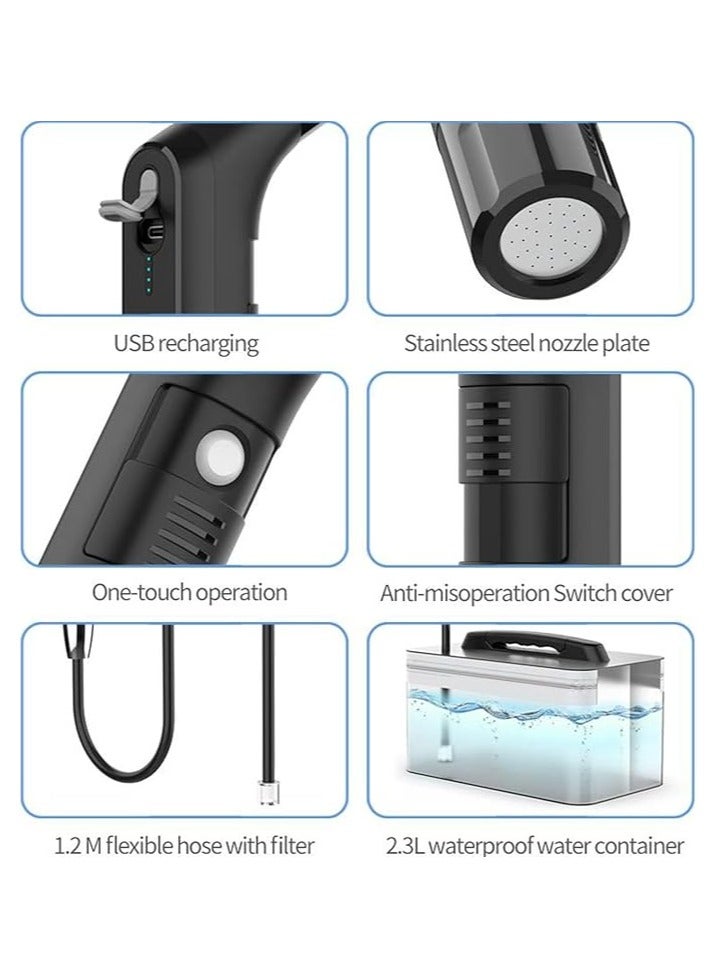 Portable Travel Bidet Electric Rechargeable Handheld Personal Bidet Sprayer for Hygiene Cleaning for Toilet with 2.3 liters Water container (Black) - Image 2