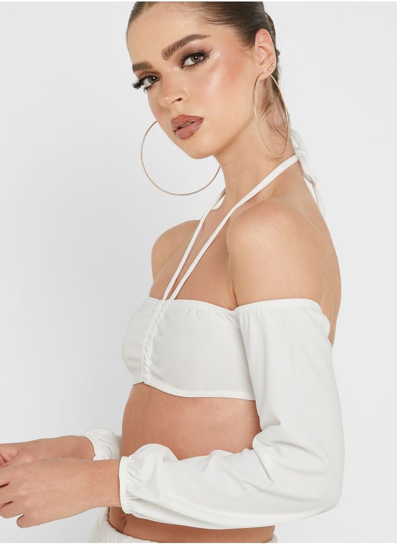 LASULA - Halter Neck Balloon Sleeves Top - Image 1