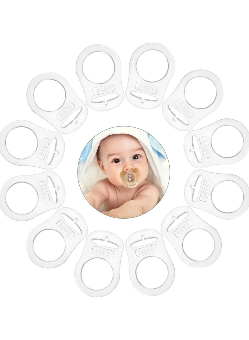 CMGTYYD 12 Pcs Silicone Baby Dummy Adapter, Baby Dummy Pacifier Holder Clip Adapter, Baby Pacifier Ring Holder Clip Adapter for Baby Boys Girls-Transparent  - Image 1