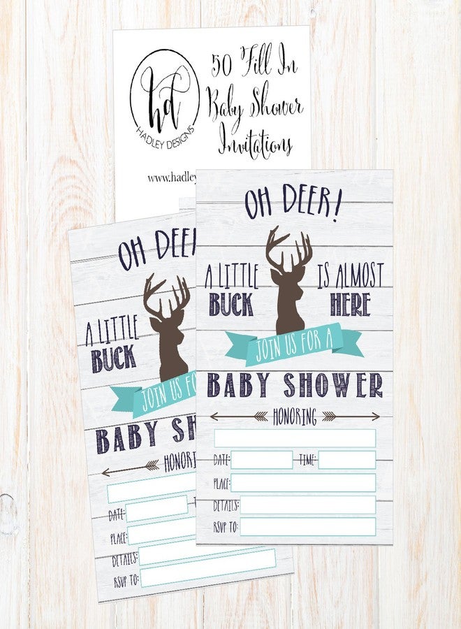 Hadley Designs Baby Shower Invitations For Boy -50 Baby Shower Invites for Boy, Oh Deer Babyshower Invitations, A Little Buck is Almost Here - Image 4