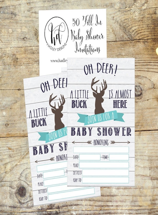 Hadley Designs Baby Shower Invitations For Boy -50 Baby Shower Invites for Boy, Oh Deer Babyshower Invitations, A Little Buck is Almost Here - Image 3