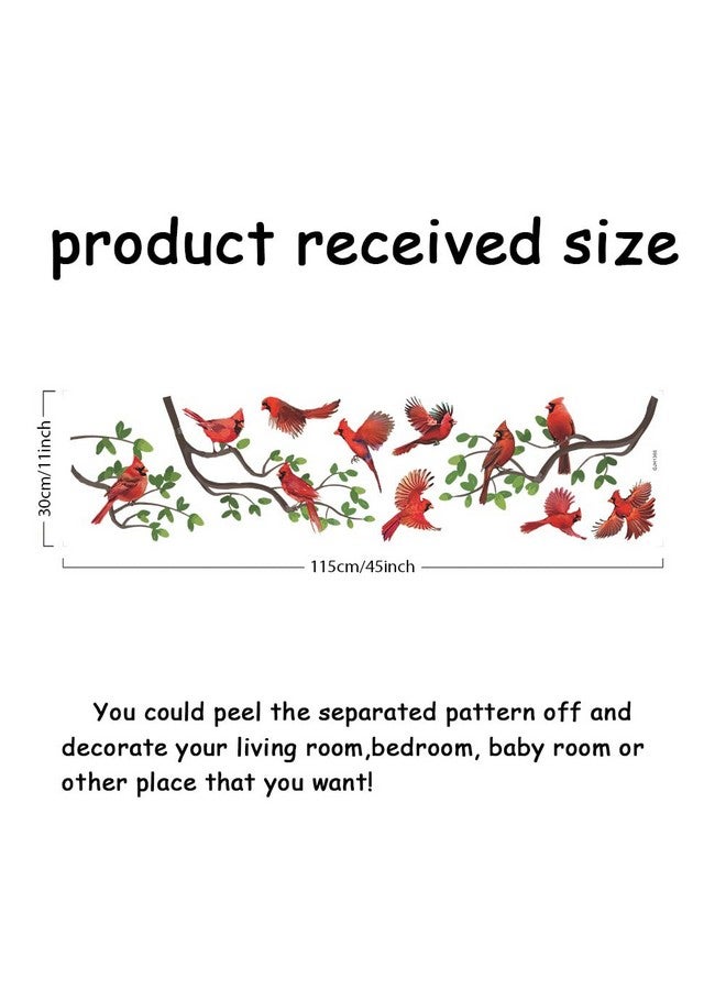 SUPERDANT Cardinal Bird Wall Decals Cardinal Standing on Tree Branch Wall Stickers Animal Birds Self-Adhesive Christmas Sticker Vinyl DIY Wall Art for Kid's Room Nursery Home Xmas Party Decoration - Image 2