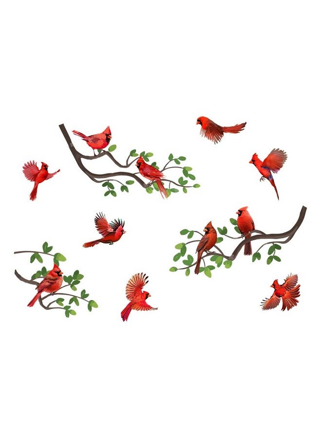 SUPERDANT Cardinal Bird Wall Decals Cardinal Standing on Tree Branch Wall Stickers Animal Birds Self-Adhesive Christmas Sticker Vinyl DIY Wall Art for Kid's Room Nursery Home Xmas Party Decoration - Image 1