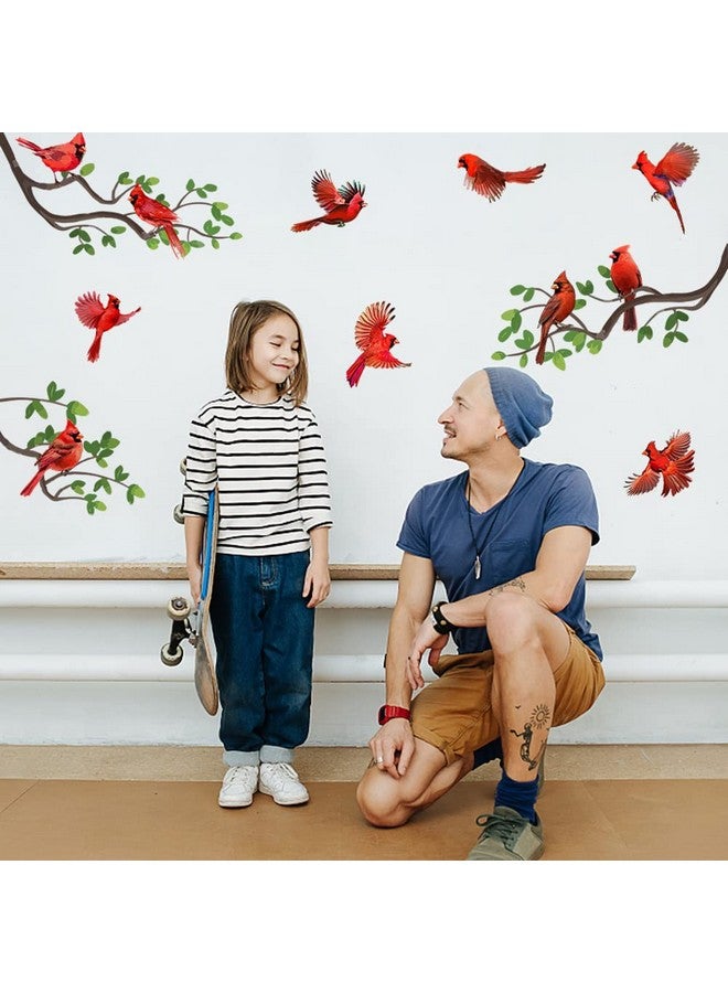 SUPERDANT Cardinal Bird Wall Decals Cardinal Standing on Tree Branch Wall Stickers Animal Birds Self-Adhesive Christmas Sticker Vinyl DIY Wall Art for Kid's Room Nursery Home Xmas Party Decoration - Image 4