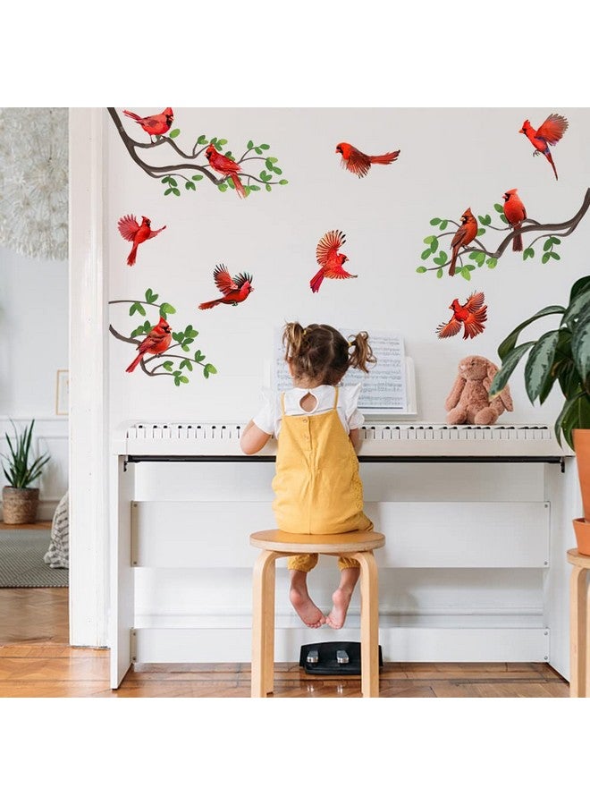 SUPERDANT Cardinal Bird Wall Decals Cardinal Standing on Tree Branch Wall Stickers Animal Birds Self-Adhesive Christmas Sticker Vinyl DIY Wall Art for Kid's Room Nursery Home Xmas Party Decoration - Image 3