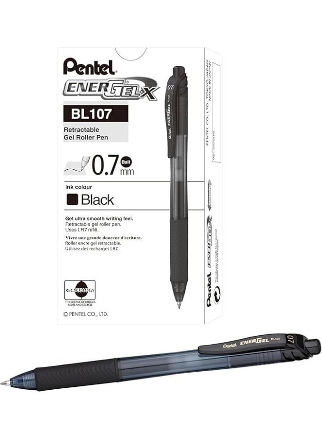 Pentel Energel Gel Pen Set – 12 Black Ink 0.7mm Pens - Image 1