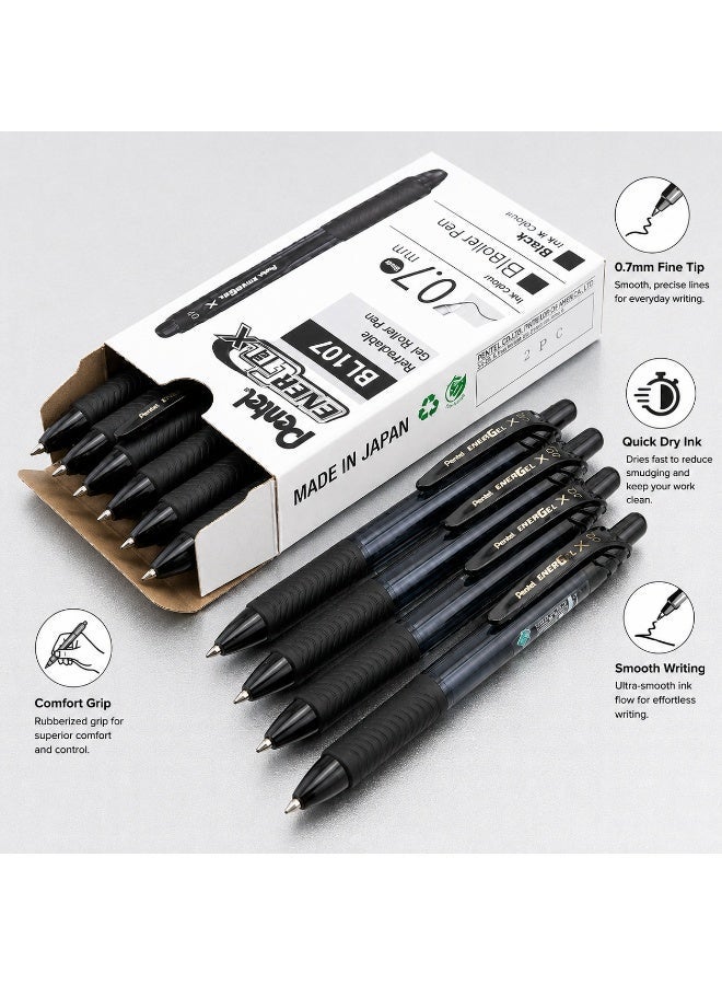 Pentel Energel Gel Pen Set – 12 Black Ink 0.7mm Pens - Image 3