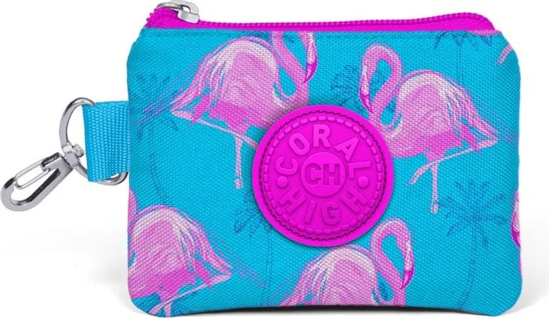CORAL HIGH Kids Pink Blue Flamingo Patterned Coin Purse 21751