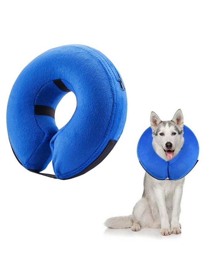 Qpets® Inflatable E Collar with Soft Cotton Cover & Velcro Strap & Adjustable Size, After Surgery Anti-Licking Cone for Cat & Dog (L, 38-50cm) - Image 1