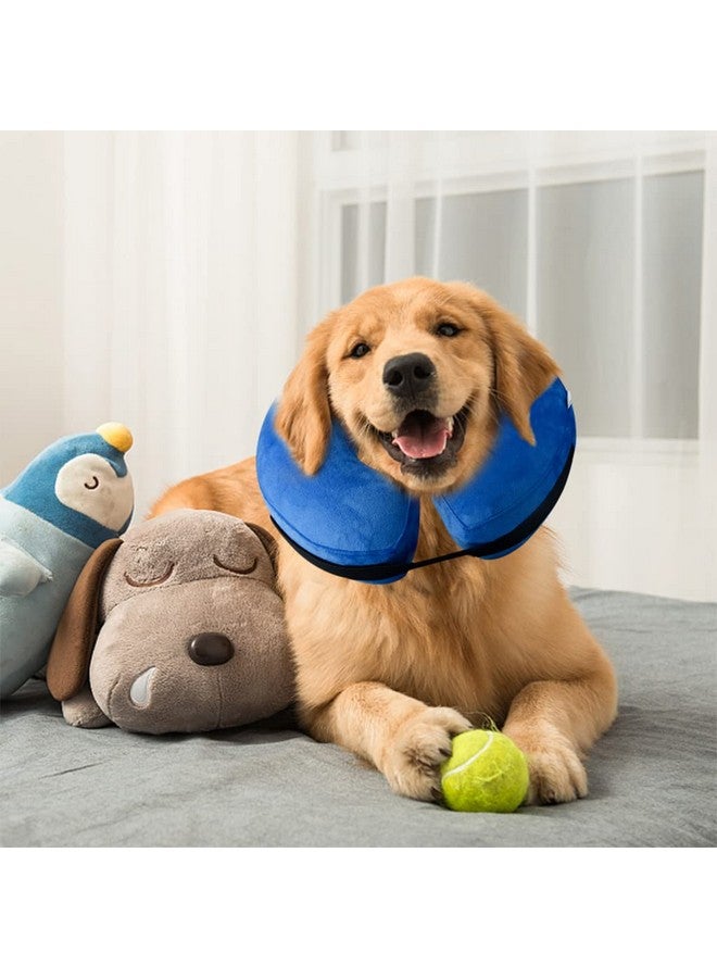 Qpets® Inflatable E Collar with Soft Cotton Cover & Velcro Strap & Adjustable Size, After Surgery Anti-Licking Cone for Cat & Dog (L, 38-50cm) - Image 2