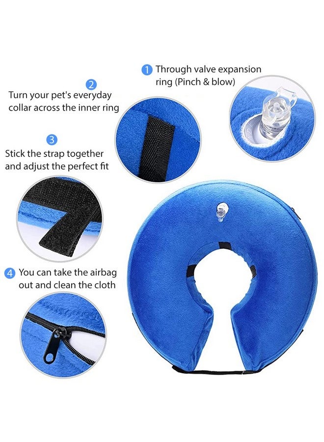 Qpets® Inflatable E Collar with Soft Cotton Cover & Velcro Strap & Adjustable Size, After Surgery Anti-Licking Cone for Cat & Dog (L, 38-50cm) - Image 3