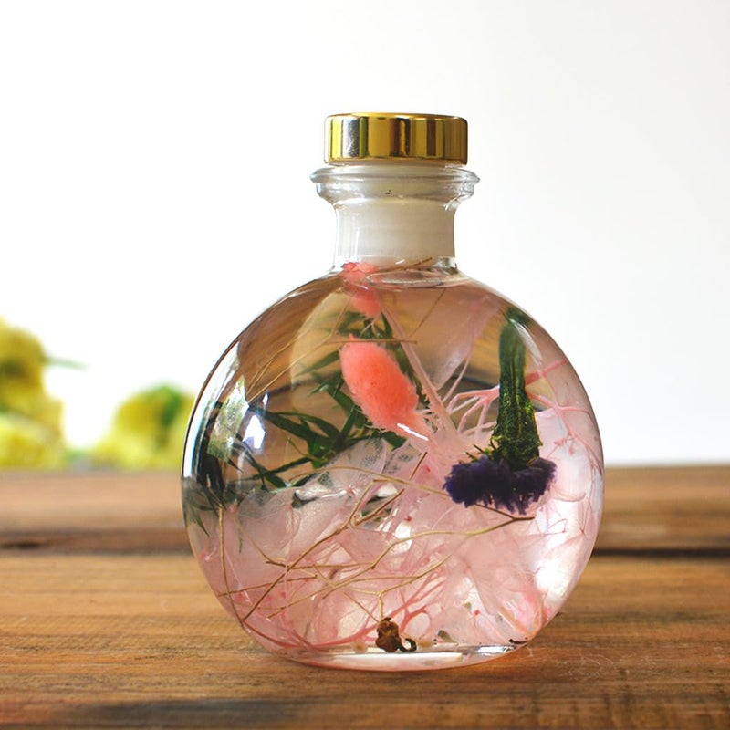 myBageecha Swirling Salmon Preserved Flower Tabletop Natural Long Lasting Beautiful Real Flower Home Interior Decor Desk Mini Garden Decoration Herbarium EcoFriendly Gift Glass Blue 12 cm x 9 cm - Image 1