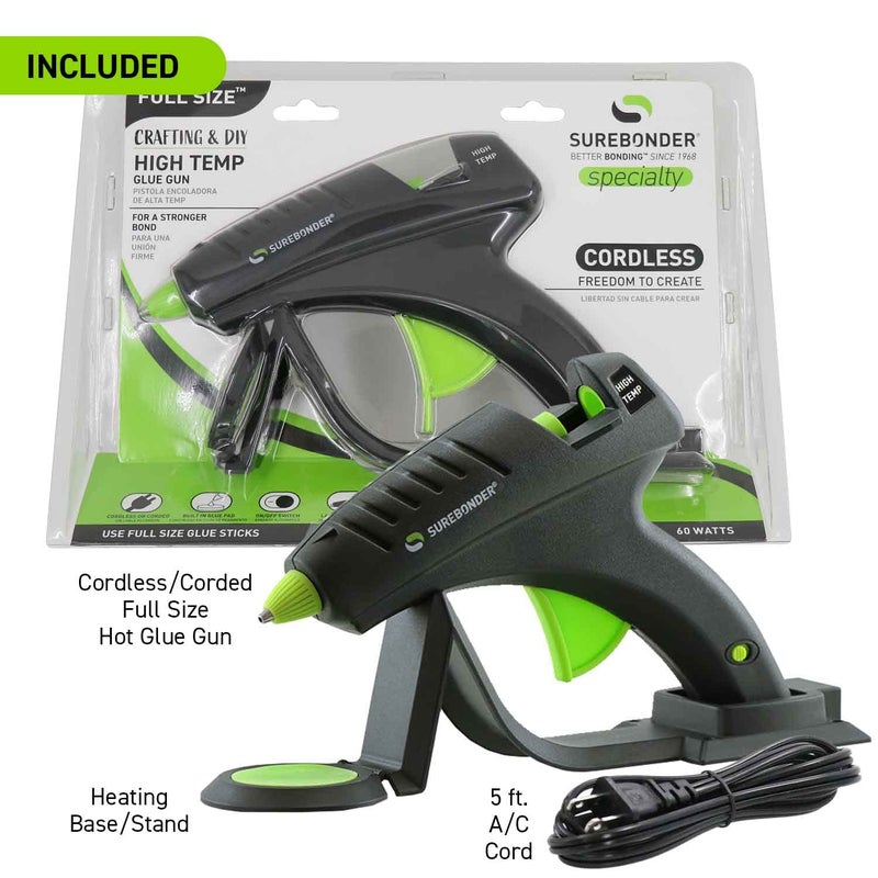 Surebonder Cordless Hot Glue Gun, High Temperature, Full Size, 60W, 50% More Power - Sturdily Bonds Metal, Wood, Ceramics, Leather & Other Strong Materials (Specialty Series CL-800F) - Image 4