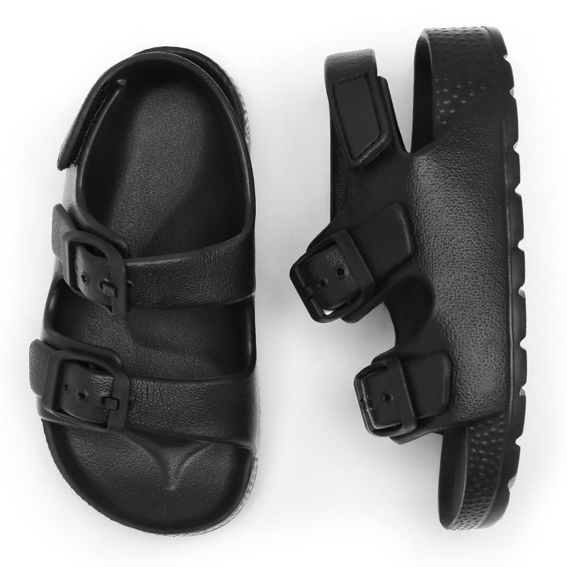 ChayChax Toddler Boys Girls Double Buckle Sandals Children's Adjustable Back Strap Water Sandal, Black, 10 Toddler - Image 3