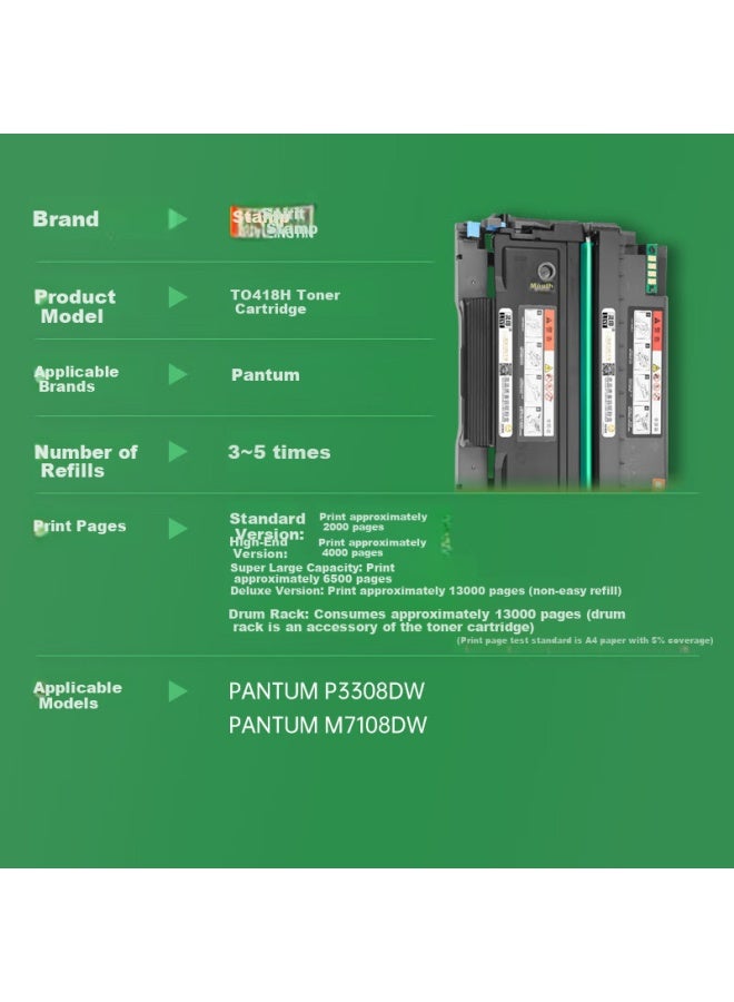 Lingyin To-418 Toner Cartridge, Compatible With Pantum M7108dw Drum Unit, Pantum P3308dw, P3030d, M6708dw, M6708dn, M6708d Printer Toner Cartridge, Ink Cartridge