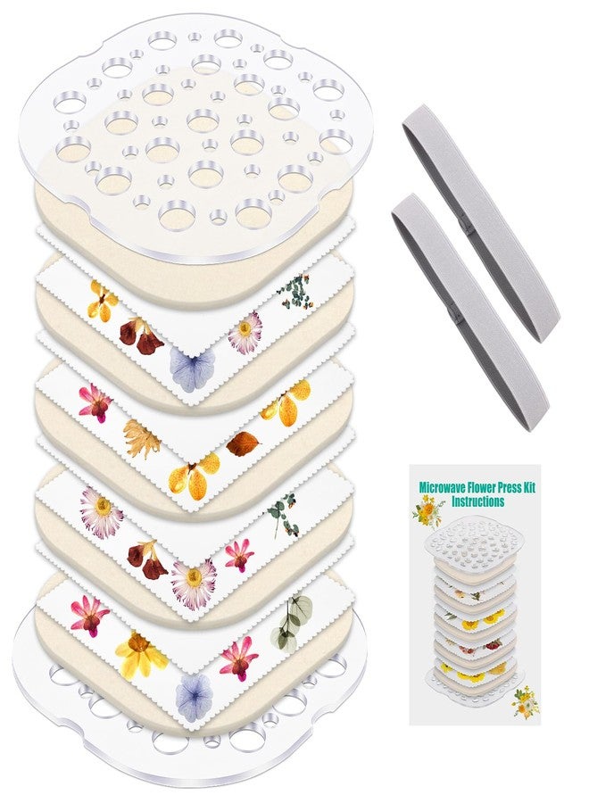 Windspeed Microwave Flower Press, 4 Layers Flower Pressing Kit for Adults Plant and Flower Press Kit for Kids DIY Arts, Resin Crafts, Scrapbooking, Nail Craft(7.9×7.9 in) - Image 1