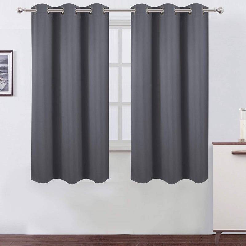 LEMOMO Grey Thermal Blackout Curtains42 x 63 InchSet of 2 Panels Room Darkening Curtains for Bedroom