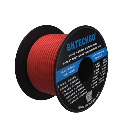 BNTECHGO 12 Gauge Silicone Wire Spool 100 ft Red Flexible 12 AWG Stranded Tinned Copper Wire - Image 2