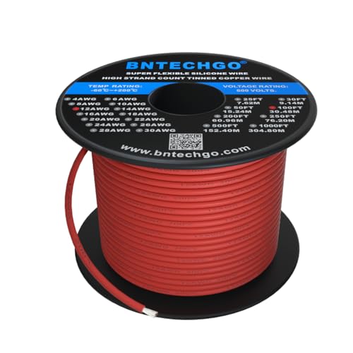 BNTECHGO 12 Gauge Silicone Wire Spool 100 ft Red Flexible 12 AWG Stranded Tinned Copper Wire - Image 1