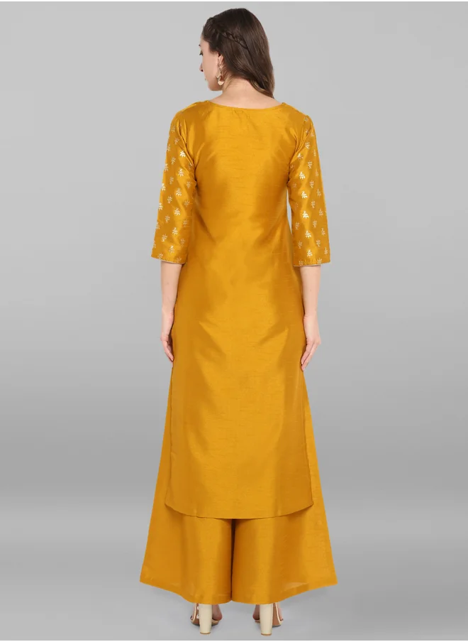 Janasya Janasya Foil Printed Straight Kurta with Palazzo Set