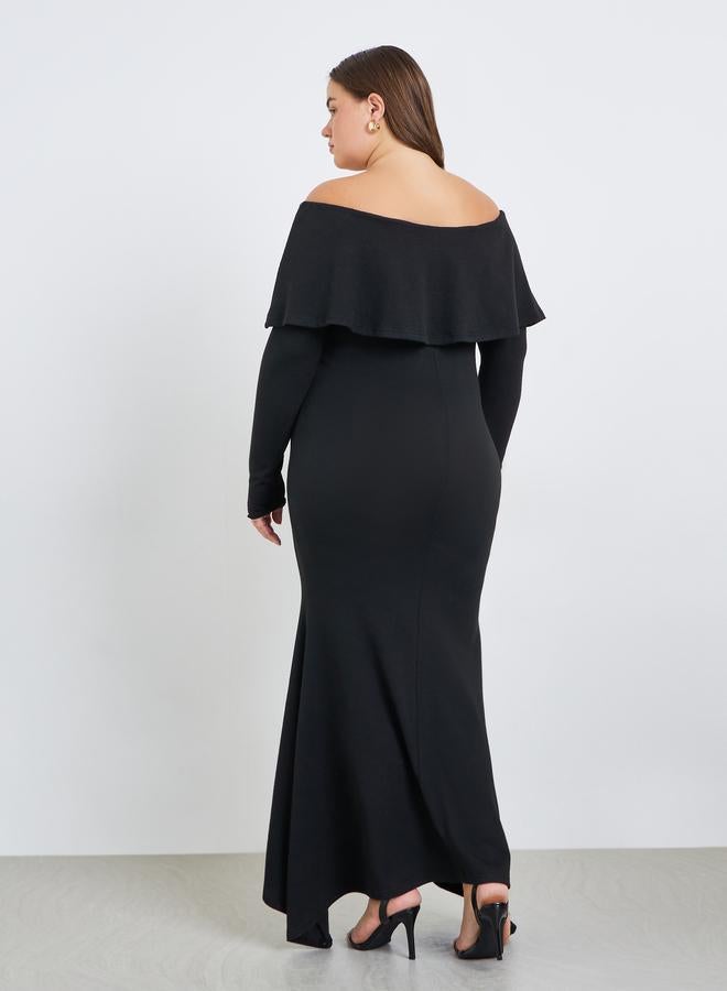 ستايلي فستان طويل بمقاس كبير وأكمام طويلة - Image 5