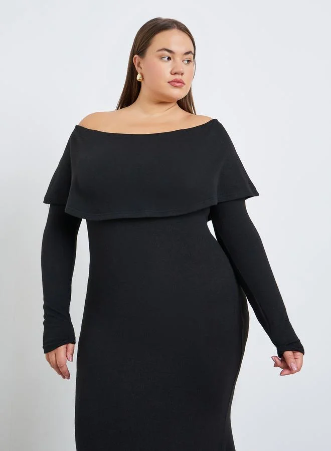 ستايلي فستان طويل بمقاس كبير وأكمام طويلة