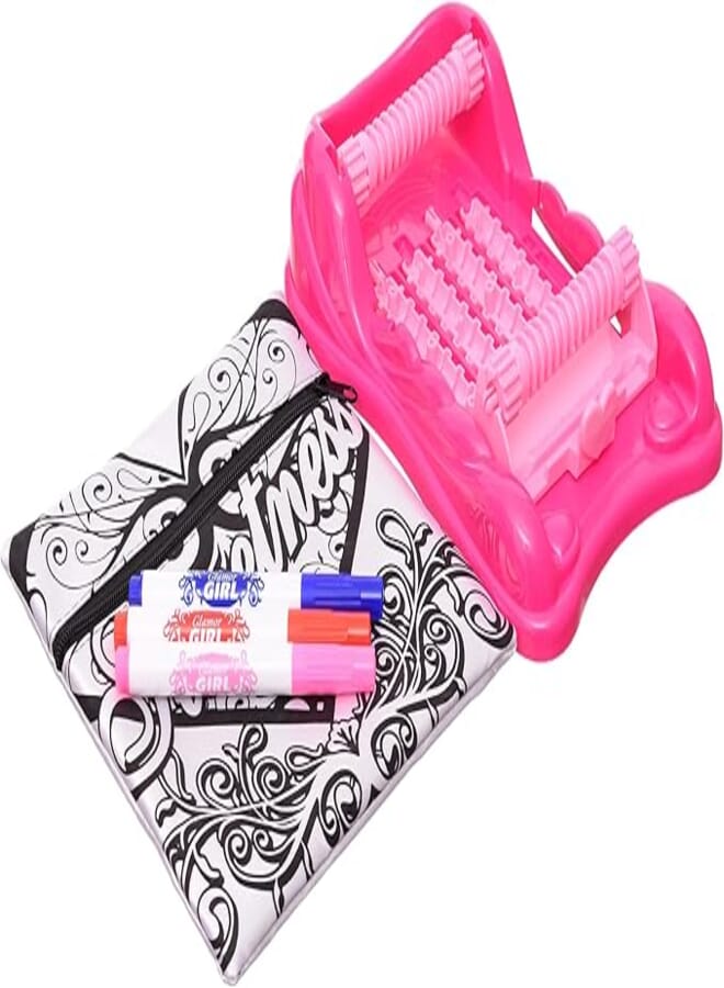 Generic Plastic Fashion Machine Jewelry Making With Color Bag Amazing Design And Amaranth threads Girls style For Children -MultiColor 