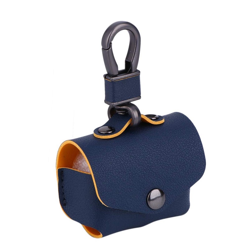Blue Leather Protective Case Cover for Wireless Earphone Charging Box with Keychain Portable Travel Pouch - Image 5