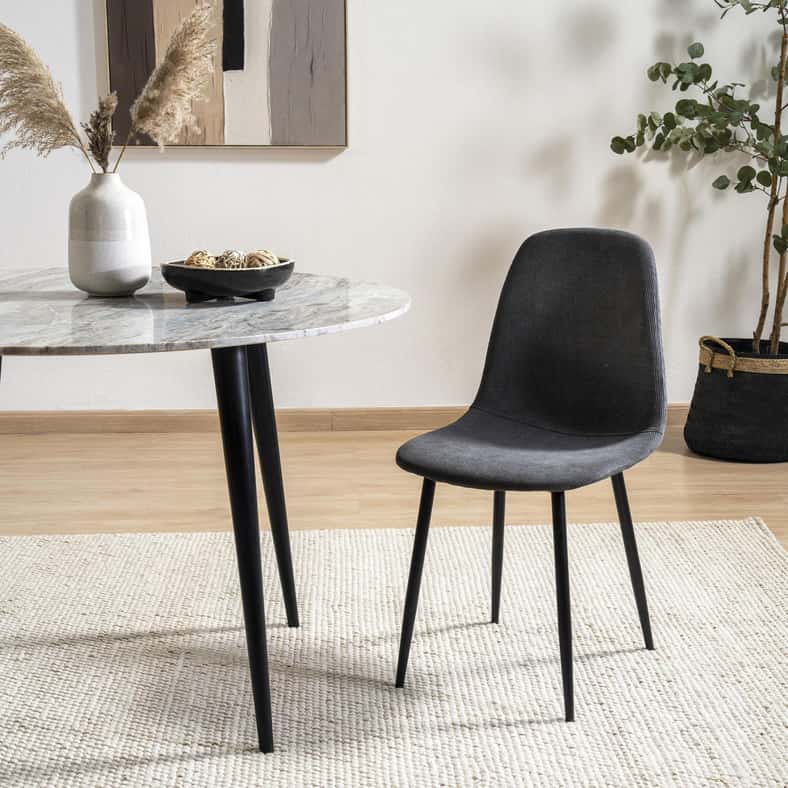 Pan Home كرسي طعام رودس - رمادي داكن وأسود - Image 1
