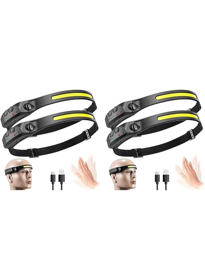 ECVV 2Pack LED Headlamp Rechargeable Flashlight 230°Wide Beam Headlamps 1000+500 lumens 5 Modes Headlight with Motion Sensor for Running Hiking Fishing Camping (Pack of 2) - Image 1