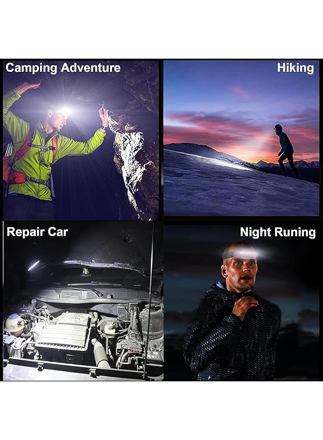 ECVV 2Pack LED Headlamp Rechargeable Flashlight 230°Wide Beam Headlamps 1000+500 lumens 5 Modes Headlight with Motion Sensor for Running Hiking Fishing Camping (Pack of 2) - Image 5