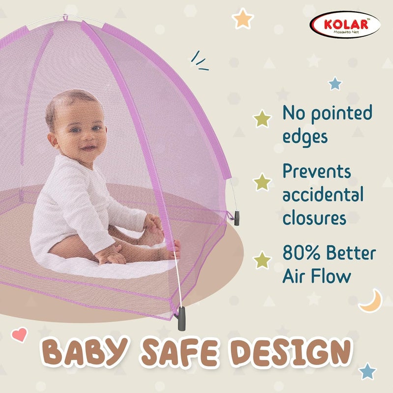 Kolar Polyester Infants Washable Baby Mosquito Net|Anti-Bug Crib Net Foldable Bottomless Baby Crib Machardani Mosquito Net (Pink, Tent) - Image 3