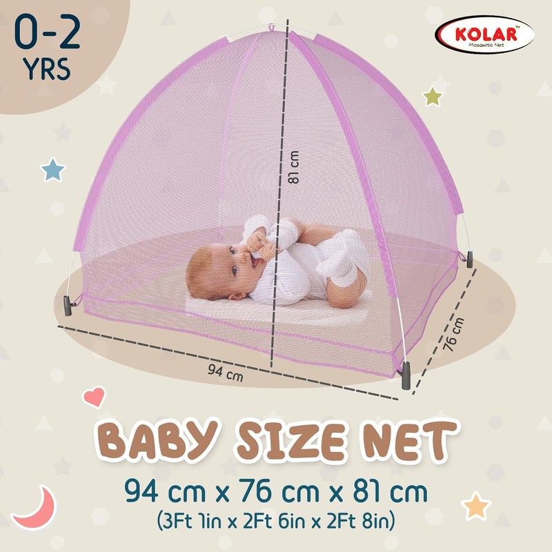 Kolar Polyester Infants Washable Baby Mosquito Net|Anti-Bug Crib Net Foldable Bottomless Baby Crib Machardani Mosquito Net (Pink, Tent) - Image 2