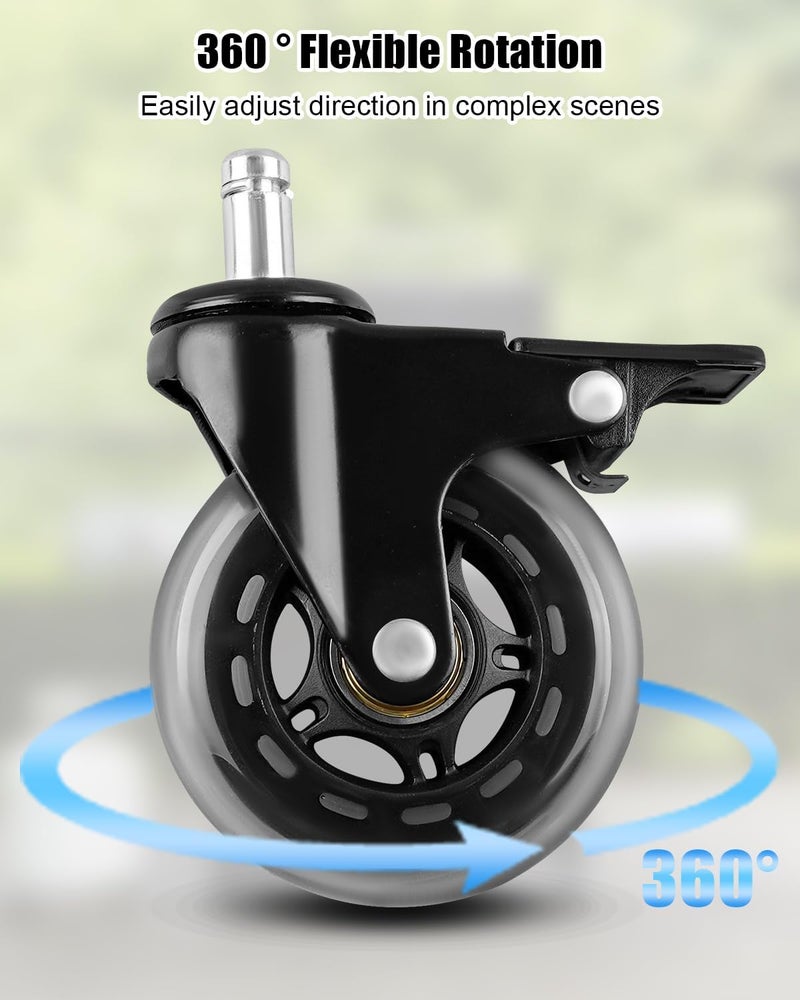 QAGGUM 3" Swivel Caster Wheel Fit for Traeger Timberline 850 1300 Ironwood 650 885 XL Texas Elite 34 Pro 780 Pro Series 34 Pellet Grill, Rubber Heavy-Duty Grill Wheel Replace HDW302 with Brake, 2Pcs - Image 4