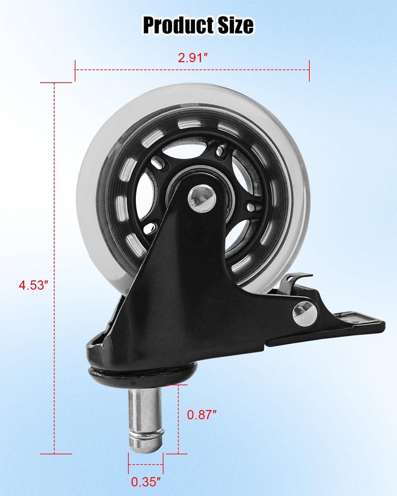 QAGGUM 3" Swivel Caster Wheel Fit for Traeger Timberline 850 1300 Ironwood 650 885 XL Texas Elite 34 Pro 780 Pro Series 34 Pellet Grill, Rubber Heavy-Duty Grill Wheel Replace HDW302 with Brake, 2Pcs - Image 3