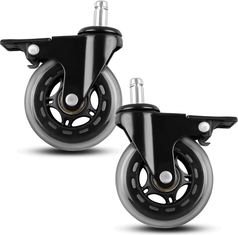 QAGGUM 3" Swivel Caster Wheel Fit for Traeger Timberline 850 1300 Ironwood 650 885 XL Texas Elite 34 Pro 780 Pro Series 34 Pellet Grill, Rubber Heavy-Duty Grill Wheel Replace HDW302 with Brake, 2Pcs - Image 1