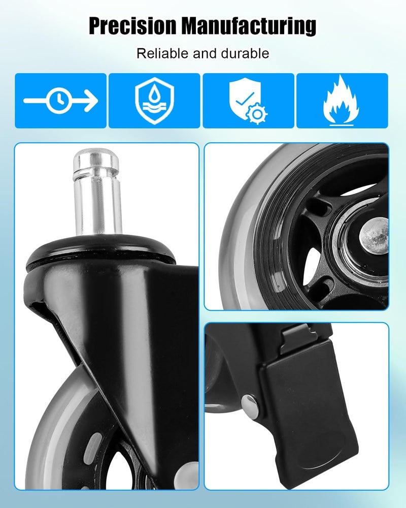 QAGGUM 3" Swivel Caster Wheel Fit for Traeger Timberline 850 1300 Ironwood 650 885 XL Texas Elite 34 Pro 780 Pro Series 34 Pellet Grill, Rubber Heavy-Duty Grill Wheel Replace HDW302 with Brake, 2Pcs - Image 2