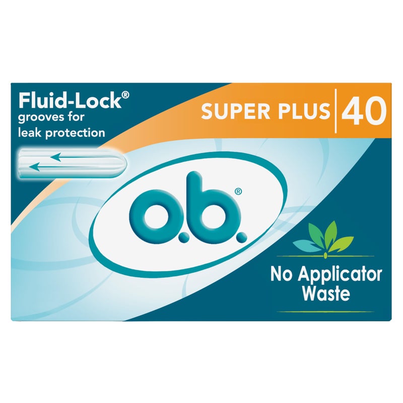 o.b. Tampons No Applicator, Fragrance-Free - 40ct | Applicator-Free Tampons Super Plus, Feminine Care, ob Tampon Super Plus, Period Products - Image 1