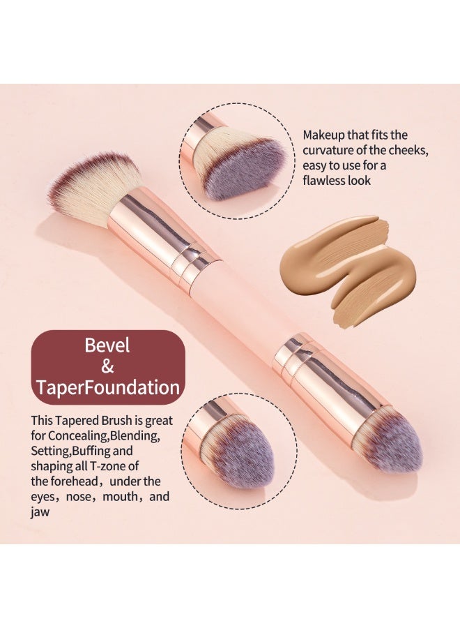 مجموعة فرش مكياج متعددة الوظائف مزدوجة الرأس، لمستحضر الأساس وكونسيلر وأحمر الخدود وهايلايت وفرشاة الحواجب وفرشاة عيون وفرشاة كونسيلر، باللون الوردي، أداة تجميل خالية من القسوة. - Image 4