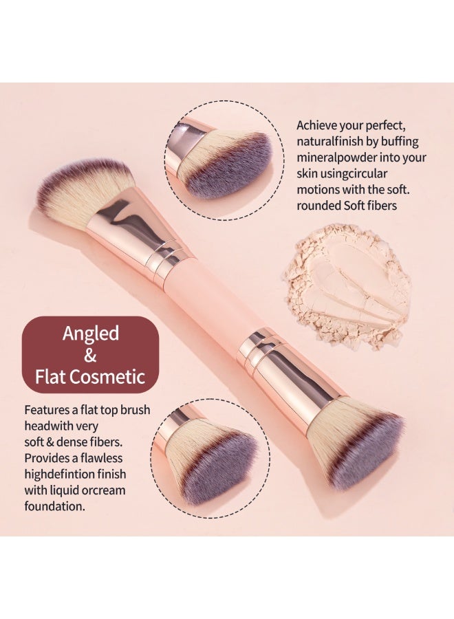 مجموعة فرش مكياج متعددة الوظائف مزدوجة الرأس، لمستحضر الأساس وكونسيلر وأحمر الخدود وهايلايت وفرشاة الحواجب وفرشاة عيون وفرشاة كونسيلر، باللون الوردي، أداة تجميل خالية من القسوة. - Image 3