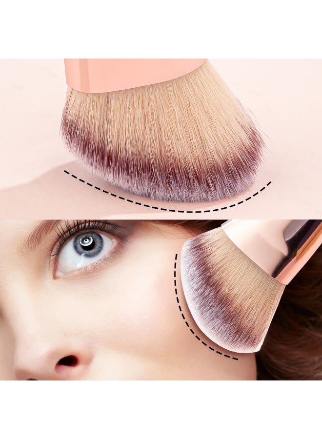 مجموعة فرش مكياج متعددة الوظائف مزدوجة الرأس، لمستحضر الأساس وكونسيلر وأحمر الخدود وهايلايت وفرشاة الحواجب وفرشاة عيون وفرشاة كونسيلر، باللون الوردي، أداة تجميل خالية من القسوة. - Image 5