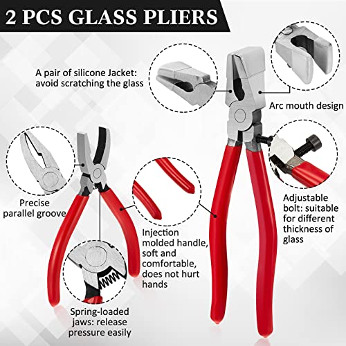Spakon 58 Pcs Stained Glass Supplies Cutter Kit Including 8 Layout Block System 2 Pcs Class Running Breaking and Heavy Duty Cutting Tool 2 Storage Bag for Stained Glass Cutting Supplies - Image 3