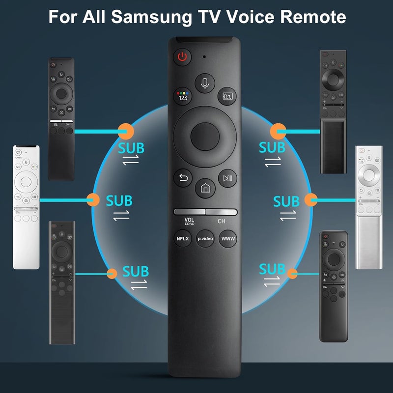 EWO'S جهاز التحكم الصوتي لتلفزيون سامسونج الذكي QLED UHD Frame Curved Solar 4K 8K Q60 Q70 Q80 Q90 السلسلة 8 السلسلة 9 TU8000 AU8000 CU7000 CU8000 بديل لجهاز التحكم الصوتي - Image 2
