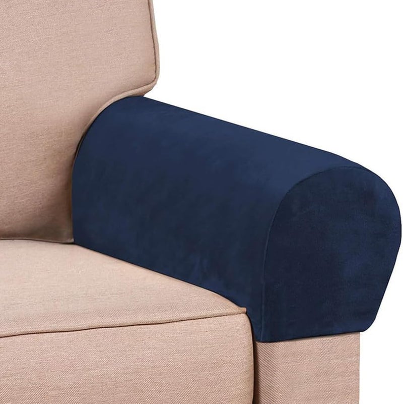 Chaexii Comfortable Sofa Armrest Covers, Skin-Friendly Stretch Polyester Armrest Covers, Scratch Resistant Sofa Armrest Cover for Square Armrest/Curved Armrest/Reclining Armrest,Navy - Image 1